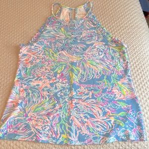 Lilly Pulitzer Sz S Blue Together Now Alek Halter top-ocean sea fish print